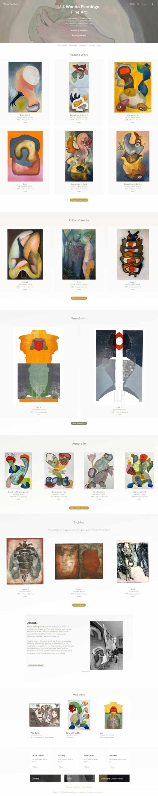 webdesign homepage website schilderijen portfolio kunst wanda